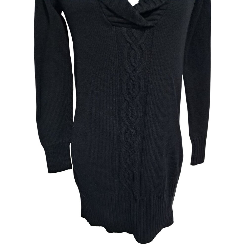 Old Navy Black Cable Knit Sweater Dress With Cowl Neck & Long Sleeves Size Small - Picture 5 of 11